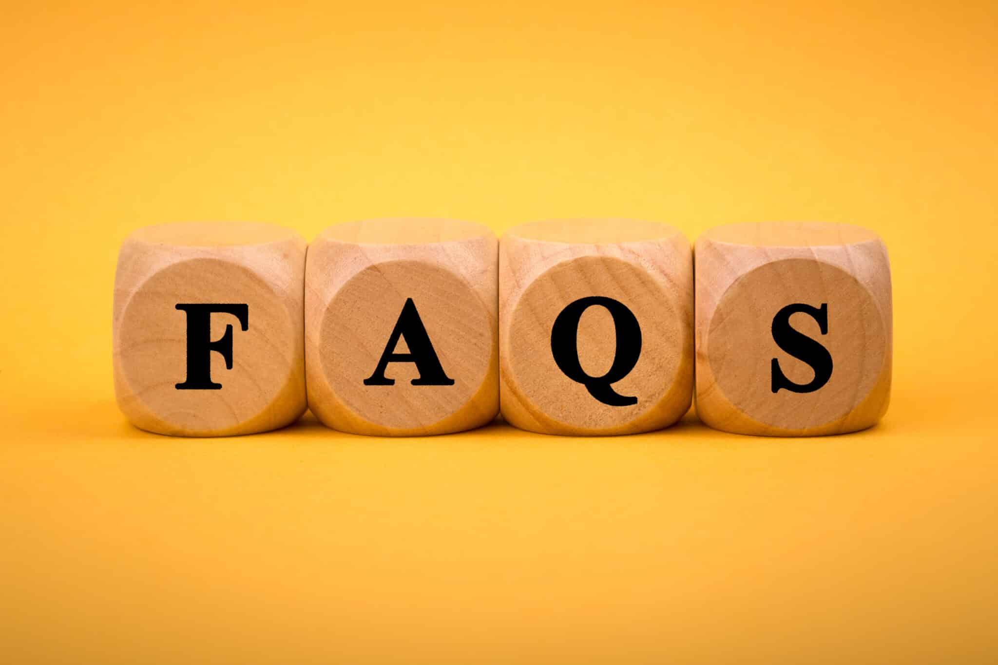 FAQS Text Wooden Blocks isolated, Thermostats.